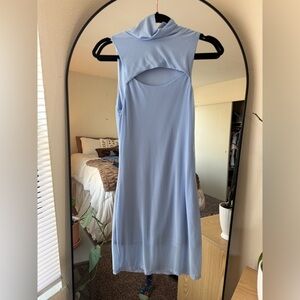 Bar III Light Blue Mesh Sleeveless Mini Dress - Small